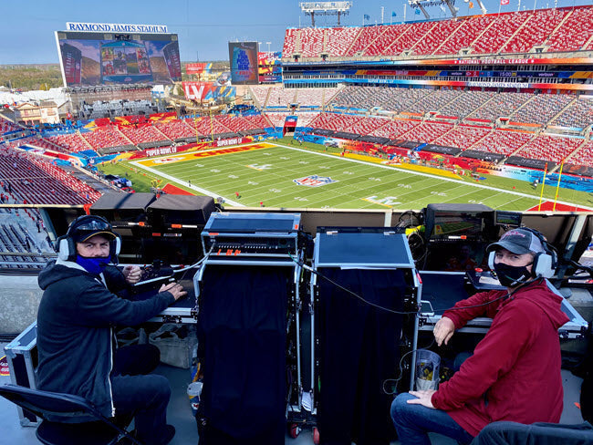 Parallax Propeller 1 Flies High in Super Bowl 2021 on JonyJib Aerial Camera Sled