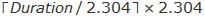 Ceiling of Duration units divided by 2.304, result multiplied by 2.304